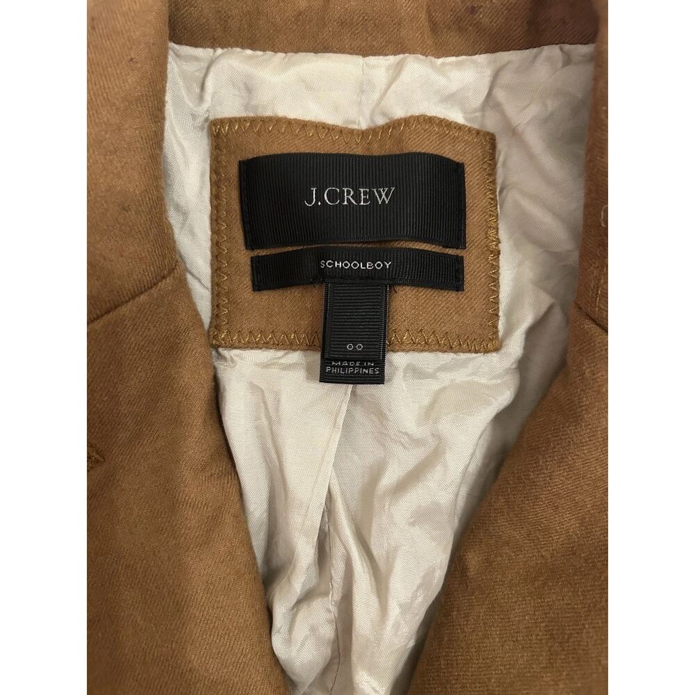 J.Crew Wool Schoolboy Blazer Women’s Sz‎ 00 Camel Brown Gold Buttons Short Lined - Picture 5 of 12